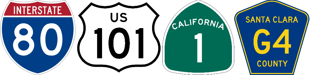 Highways 80, 101, 1, and G4