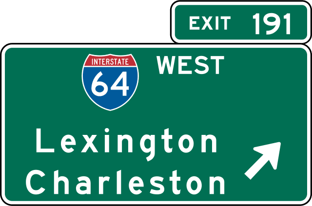 Highway exit sign for I-64 exit 191